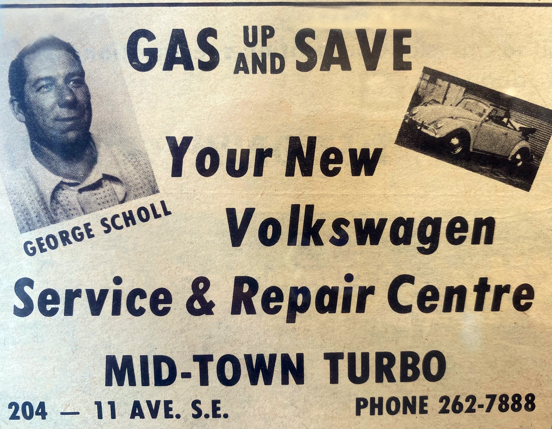 Photo of an old newpaper ad for Mid-Town Service